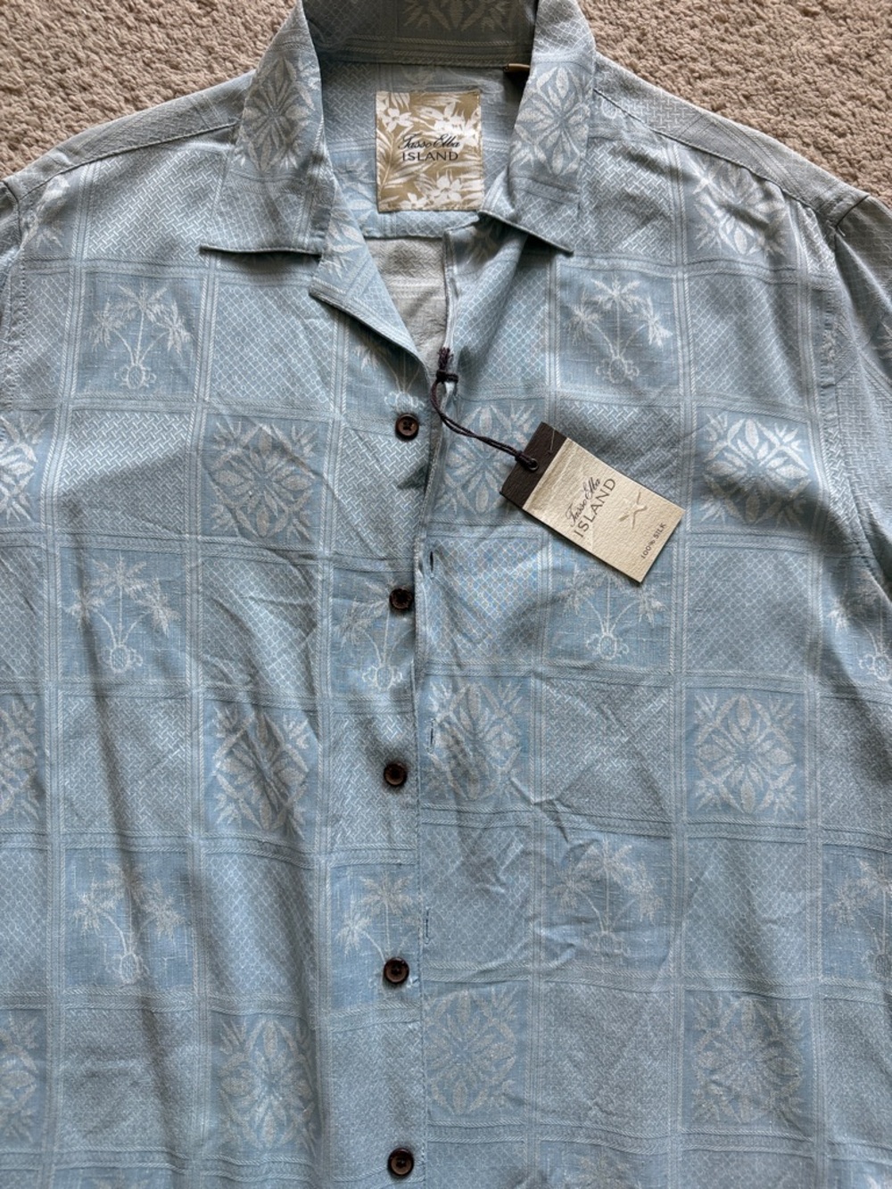 Tasso Elba Men's Light Blue Short Sleeve Button-Up Shirt